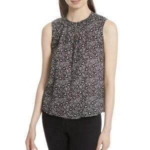 Rebecca Taylor Sweet Briar silk tank top floral black white size 6 (flaw)